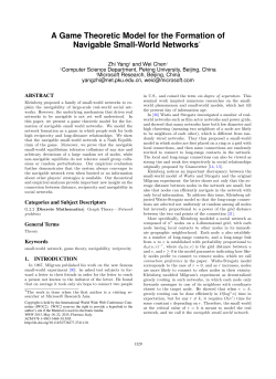 A Game Theoretic Model for the Formation of Navigable Small