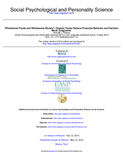 Social Psychological and Personality Science