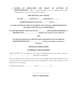 1. NOTICE OF APPLICTION FOR GRANT OF LETTERS OF