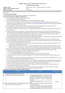 SIBERIA AIRINES AGENCY DEBIT MEMO (ADM) POLICY For all