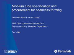 Raw Materials Specifications and Material Batch History (Niobium