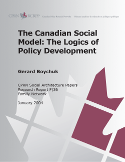 The Canadian Social Model: The Logics of Policy Development