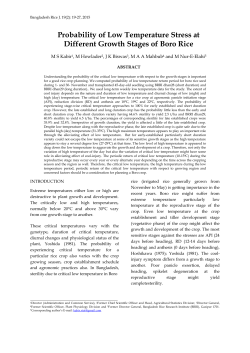 Probability of Low Temperature Stress at Different Growth Stages of