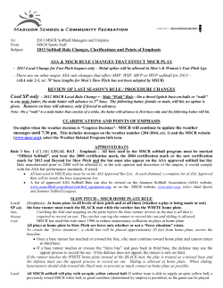 2013 Softball Rule Changes, Clarifications and Points of