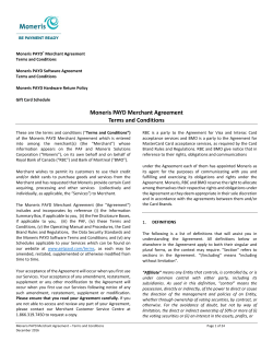 Moneris PAYD Merchant Agreement Terms and Conditions
