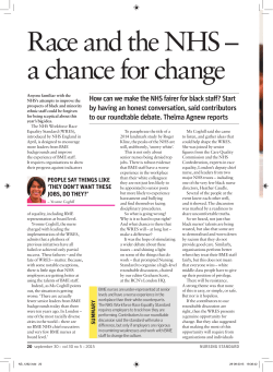 Race and the NHS &ndash; a chance for change