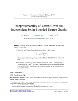 Inapproximability of Vertex Cover and Independent Set - CSC