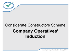 Company Operatives` Induction - Considerate Constructors Scheme