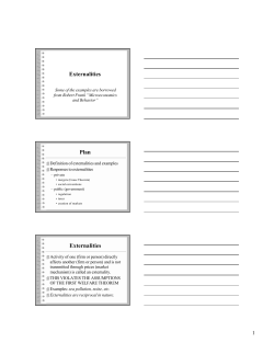 Externalities Plan Externalities