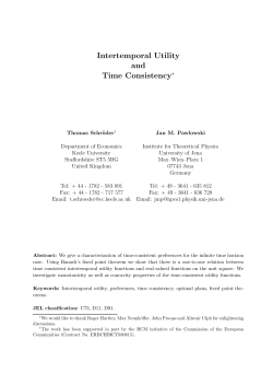 Intertemporal Utility and Time Consistency