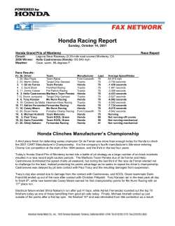 Honda Racing Report