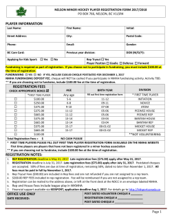 nelson minor hockey player registration form 2012/ 2013