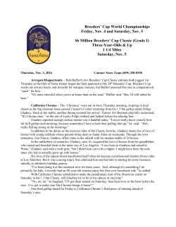 Thursday Breeders` Cup Classic Notes