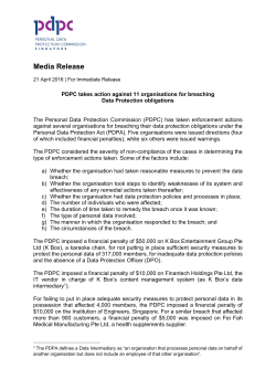Media Release - Personal Data Protection Commission