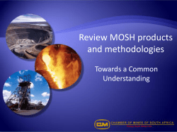 Review MOSH products and methodologies -June