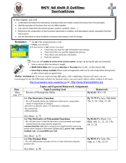 MCV 4U Unit 2 Outline: Derivatives