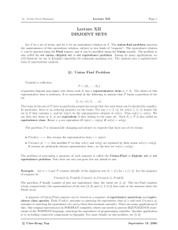 Lecture XII DISJOINT SETS