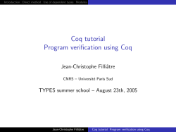 Coq tutorial Program verification using Coq