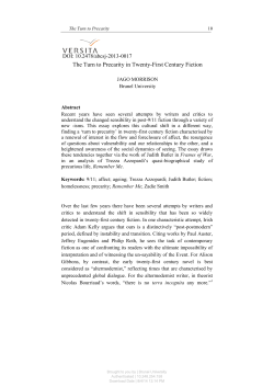 The Turn to Precarity in Twenty-First Century Fiction