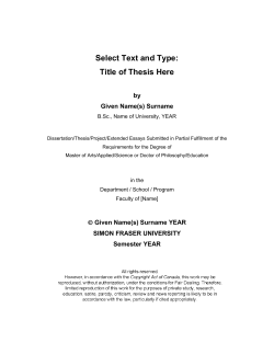 SFU Thesis Template Files - SFU Library