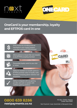 OneCard is your membership, loyalty and EFTPOS
