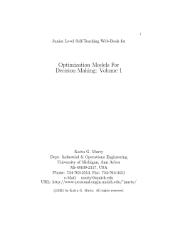 Optimization Models For Decision Making