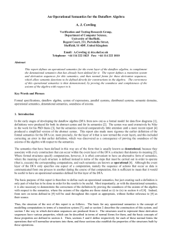 An Operational Semantics for the Dataflow Algebra A. J. Cowling