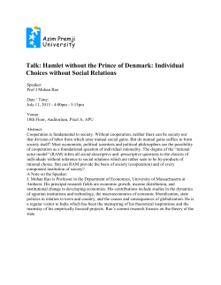 Talk: Hamlet without the Prince of Denmark: Individual Choices