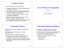 22c:135 Theory of Computation Computer Science General