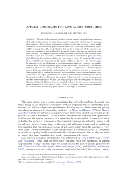 OPTIMAL CONTRACTS FOR LOSS AVERSE CONSUMERS 1