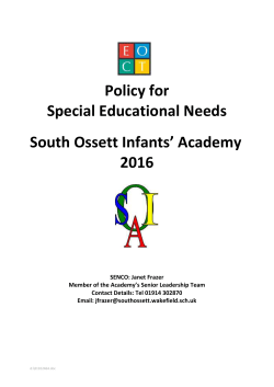 SEND policy 2016 - South Ossett Infants` Academy