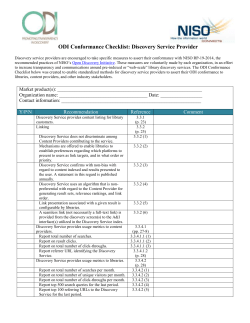 Discovery Service Provider Conformance Checklist