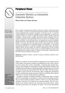 Peripheral Vision Economic Markets as Calculative Collective Devices