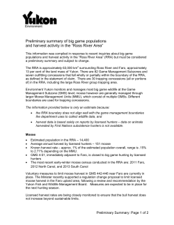 Preliminary summary of big game populations and harvest activity in