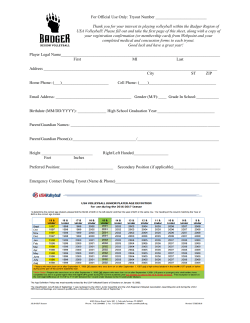 2016-17 Player Information For Tryouts