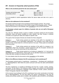 Period of the enrolment for the next school year