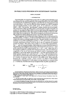 On Public Good Provision with Distortionary Taxation