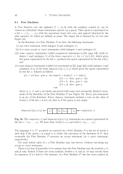 44 1. Turing Machines 9.1 Post Machines A Post