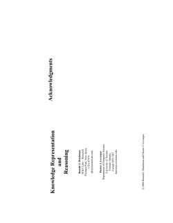 Ron Brachman and Hector Levesque, Knowledge Representation