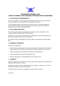 Code of Conduct for coaches and officials
