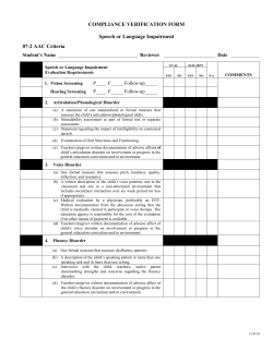 Speech or Language Impairment CVF