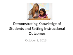 Demonstrating Knowledge of Students and Setting Instructional