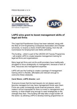 LAPG UKCES press release - Legal Aid Practitioners Group