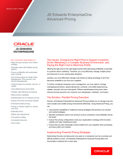 JD Edwards EnterpriseOne Advanced Pricing Data Sheet