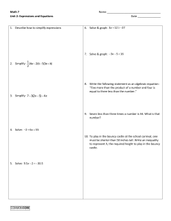 Math 7 Name Unit 2: Expressions and Equations Date Describe how
