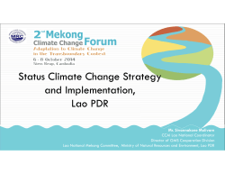 Status Climate Change Strategy and Implementation, Lao PDR