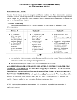 Instructions for Application to National Honor