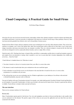 Cloud Computing: A Practical Guide for Small Firms