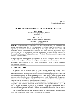 modeling and solving self-referential puzzles 1. introduction