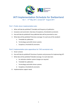 Part 1: Public donor Implementation schedule